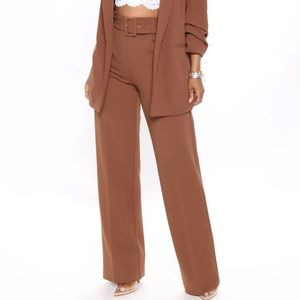 Fashion Nova Celine Wide Leg Trousers Brown